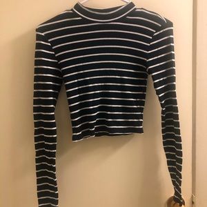 Striped Long Sleeve Crop Top